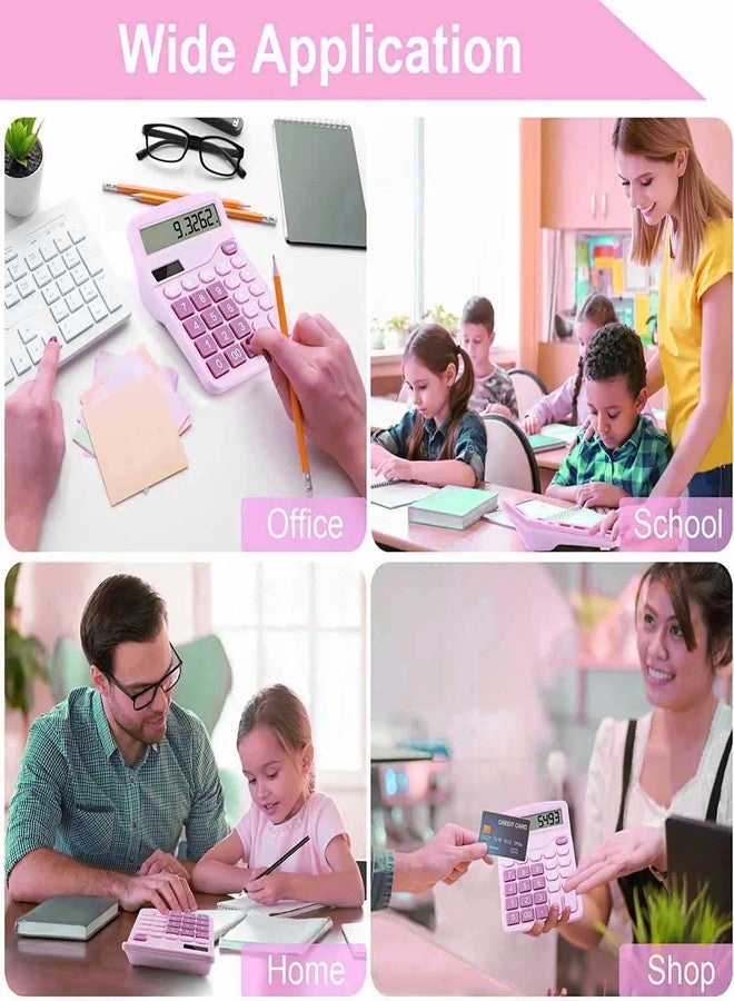 آلة حاسبة مكتبية من PUNGLTD، آلة حاسبة لطيفة للأطفال، آلة حاسبة أساسية لسطح المكتب، آلة حاسبة مالية بسيطة ثنائية الطاقة مع زر كبير وشاشة عرض كبيرة للمكتب والمنزل والمدرسة (بنفسجي) - Image 5