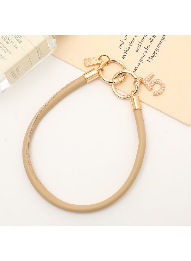 NIBEMINENT Phone Charm/ Chain Strap for Women Girls,K3847 PU Rope Cell Phone Case Lanyard Wrist Strap，Khaki