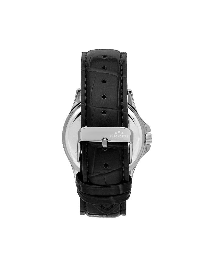 Chronostar ساعة يد للرجال بقرص دائري أبيض مع حزام جلد أسود - 43 مم - R3751121004 - Image 5