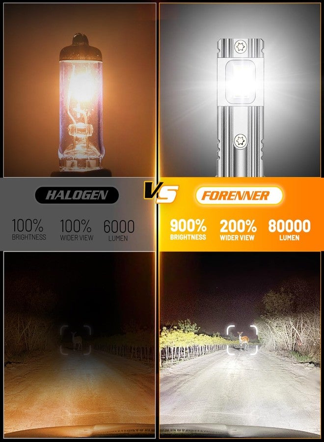 forenner مجموعة مصابيح ضباب فورينر H11 9005، سطوع فائق بنسبة 300%، لون أبيض بارد 6500 كلفن، حجم صغير 1:1، طقم مصابيح ضباب H11/H9/H8 9005/HB3، عمر افتراضي أطول يصل إلى 30000 ساعة، سهلة التركيب والتشغيل، عبوة من 4 مصابيح - Image 3