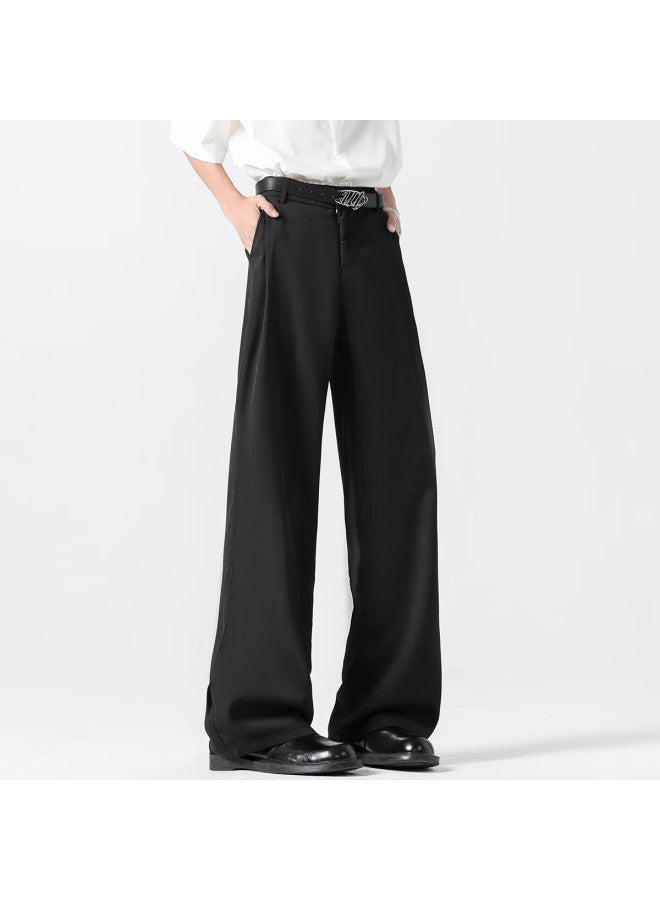 Foss Phil Men's Pants, Autumn And Winter Season, Slightly Flared Wide-leg Draping, Three-piece High-end Casual Suit Pants, K1110 Black XL - Image 3