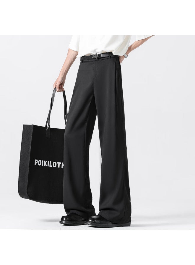 Foss Phil Men's Pants, Autumn And Winter Season, Slightly Flared Wide-leg Draping, Three-piece High-end Casual Suit Pants, K1110 Black XL - Image 5