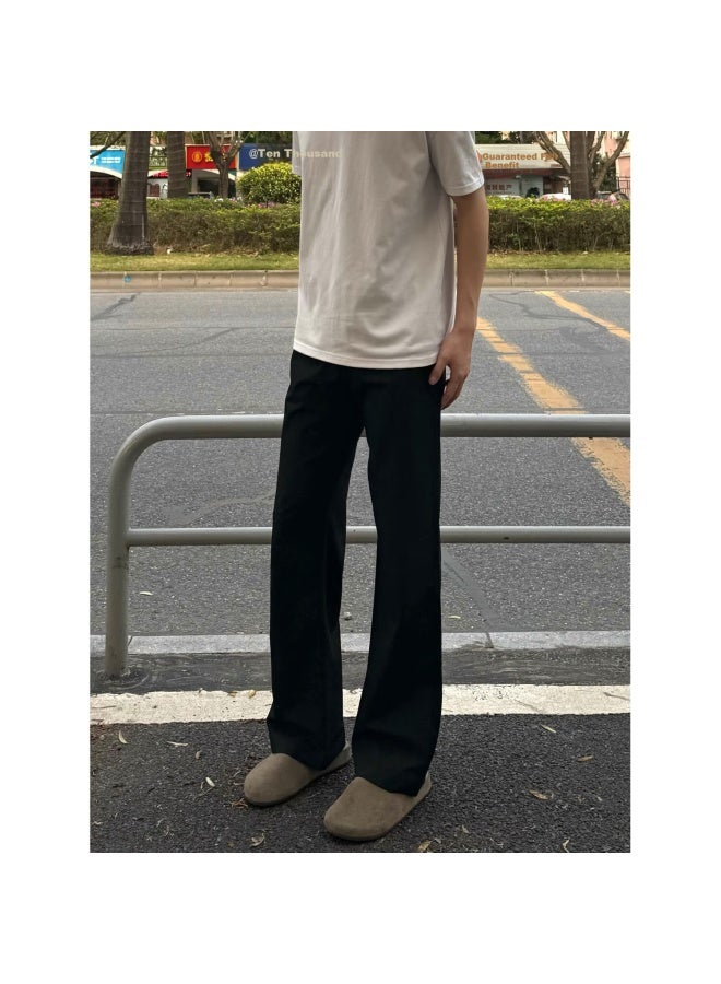 Foss Phil Men's Pants, Autumn And Winter Season, Slightly Flared Wide-leg Draping, Three-piece High-end Casual Suit Pants, K1110 Black XL - Image 2