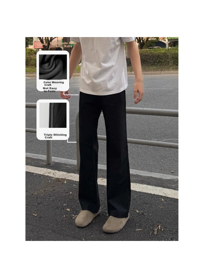 Foss Phil Men's Pants, Autumn And Winter Season, Slightly Flared Wide-leg Draping, Three-piece High-end Casual Suit Pants, K1110 Black XL - Image 1