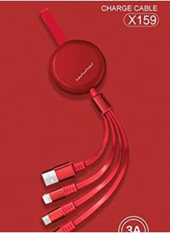 WUW 3 In 1 Universal 3A Usb Fast Charging Retractable Cable With Lightning Usbc And Microusb Plugs Connectors For Iphone And Samsung Ipad And Tablet Macbook And Laptop And Accessories X159 3A Black  - Image 2