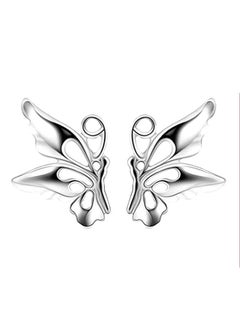 Rhinestone Butterfly Stud Earrings Silver