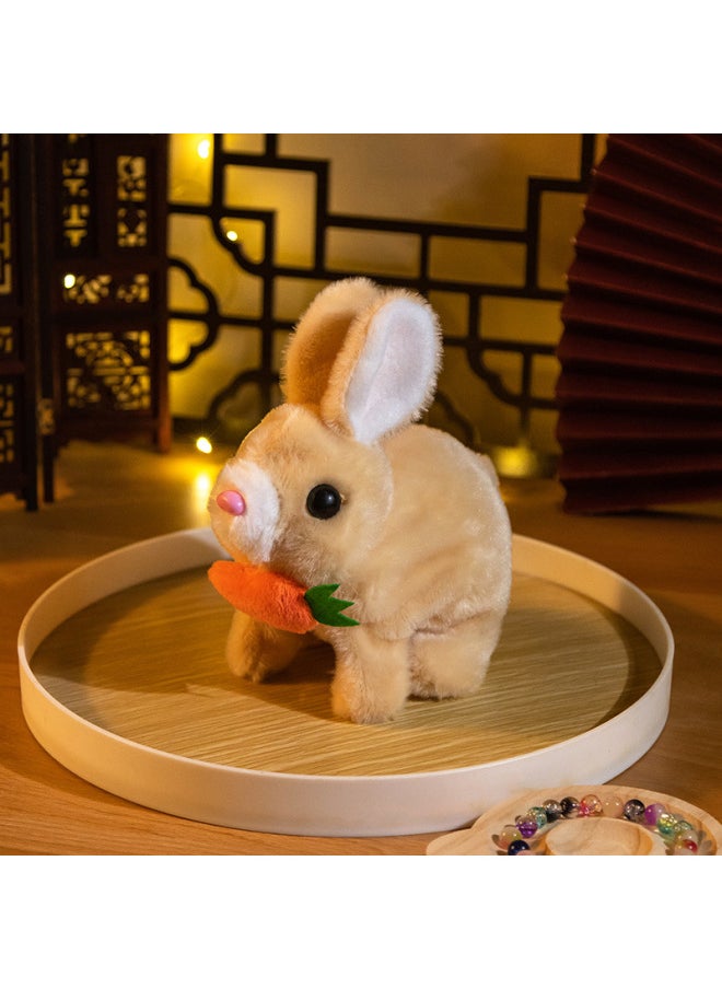 Children's Toy Rabbit Plush Electric Rabbit Walking Stall Bunny Stall Electronic Pet Simulation Machine Rabbit Wholesale-Color:Short-haired Carrot Rabbit (yellow)-Specifications:No Opp Bag 