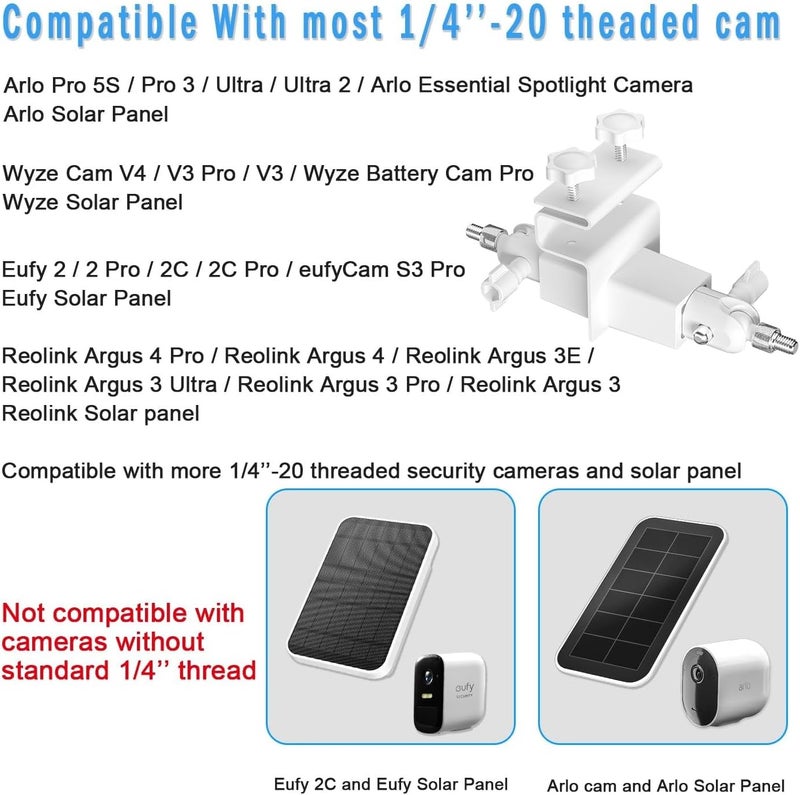 أوكيميو حامل مزودب 2 في 1 متوافق مع Arlo Pro 4/Pro 3/Pro 2/Pro 3 Floodlight/Ultra/Ultra 2/Essential Spotlight Cam واللوح الشمسي لأقصى قدر من ضوء الشمس ورؤية أوسع (أبيض، عبوة واحدة) - Image 2