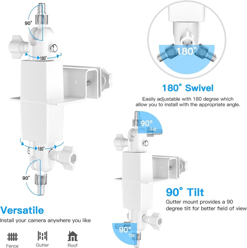 أوكيميو حامل مزودب 2 في 1 متوافق مع Arlo Pro 4/Pro 3/Pro 2/Pro 3 Floodlight/Ultra/Ultra 2/Essential Spotlight Cam واللوح الشمسي لأقصى قدر من ضوء الشمس ورؤية أوسع (أبيض، عبوة واحدة) - Image 3