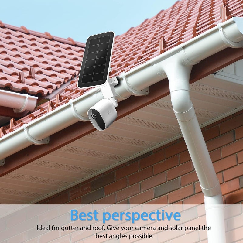أوكيميو حامل مزودب 2 في 1 متوافق مع Arlo Pro 4/Pro 3/Pro 2/Pro 3 Floodlight/Ultra/Ultra 2/Essential Spotlight Cam واللوح الشمسي لأقصى قدر من ضوء الشمس ورؤية أوسع (أبيض، عبوة واحدة) - Image 4