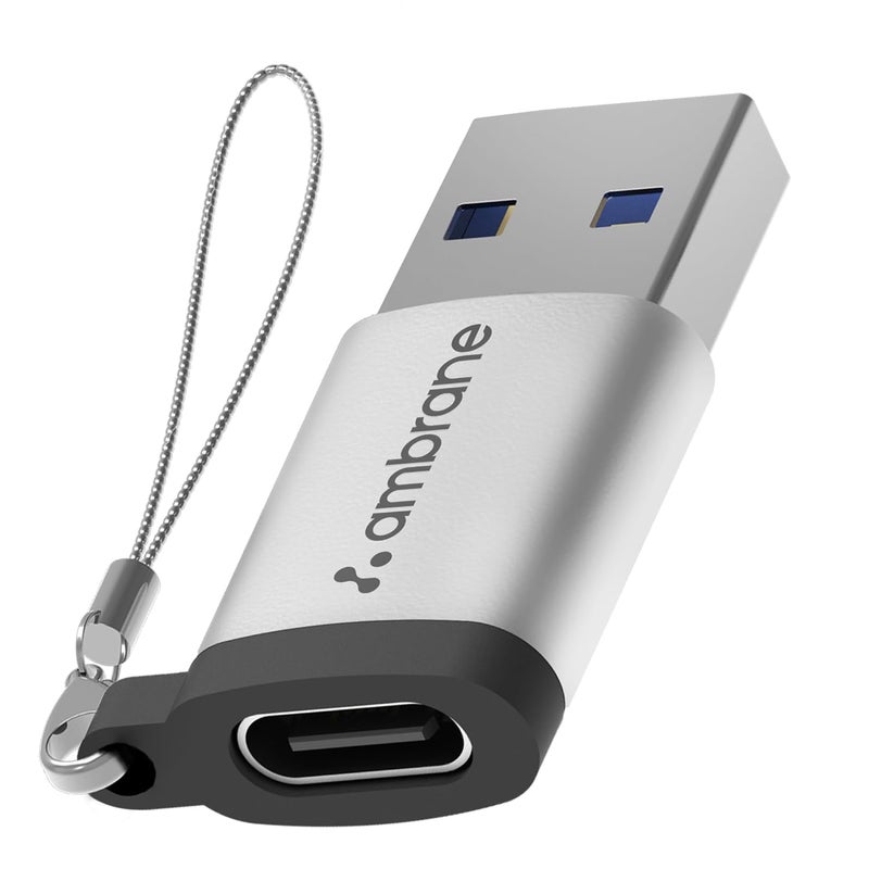 AMBRANE محول AMBRANE USB Type C أنثوي إلى USB ذكر OTG مع نقل بيانات عالي السرعة 5 جيجابت في الثانية، متوافق مع أجهزة الكمبيوتر المحمولة، والأجهزة اللوحية، والهواتف الذكية، والشواحن والمزيد من الأجهزة (AOTG-A1، رمادي) - Image 1