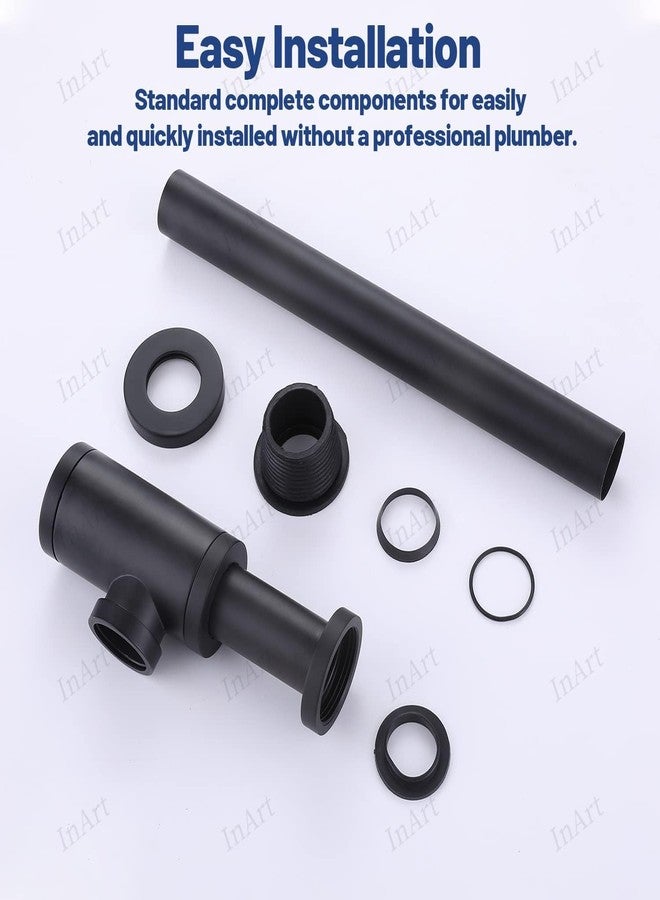 InArt® Heavy Duty Brass Bottle Trap for Wash Basin & Kitchen Sink | Matt Black Finish with 12 Inch Pipe & Wall Flange | Anti-Clog, Rust-Proof, Reusable, Easy Installation (Black Matt) - Image 5
