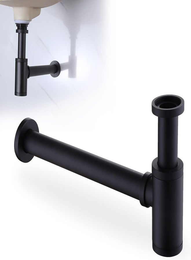 InArt® Heavy Duty Brass Bottle Trap for Wash Basin & Kitchen Sink | Matt Black Finish with 12 Inch Pipe & Wall Flange | Anti-Clog, Rust-Proof, Reusable, Easy Installation (Black Matt) - Image 1