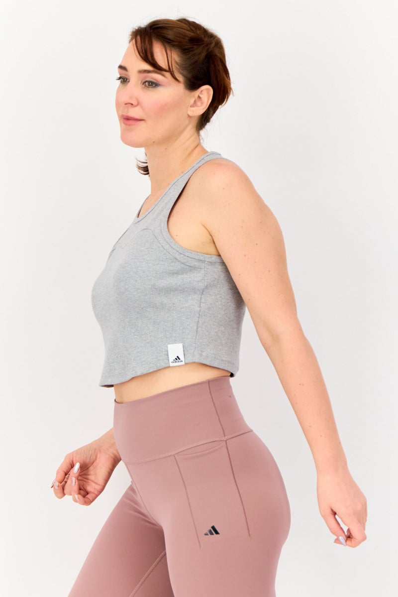 Adidas Women Sportswear Fit Sleeveless Training Tank Top, Grey - Image 2