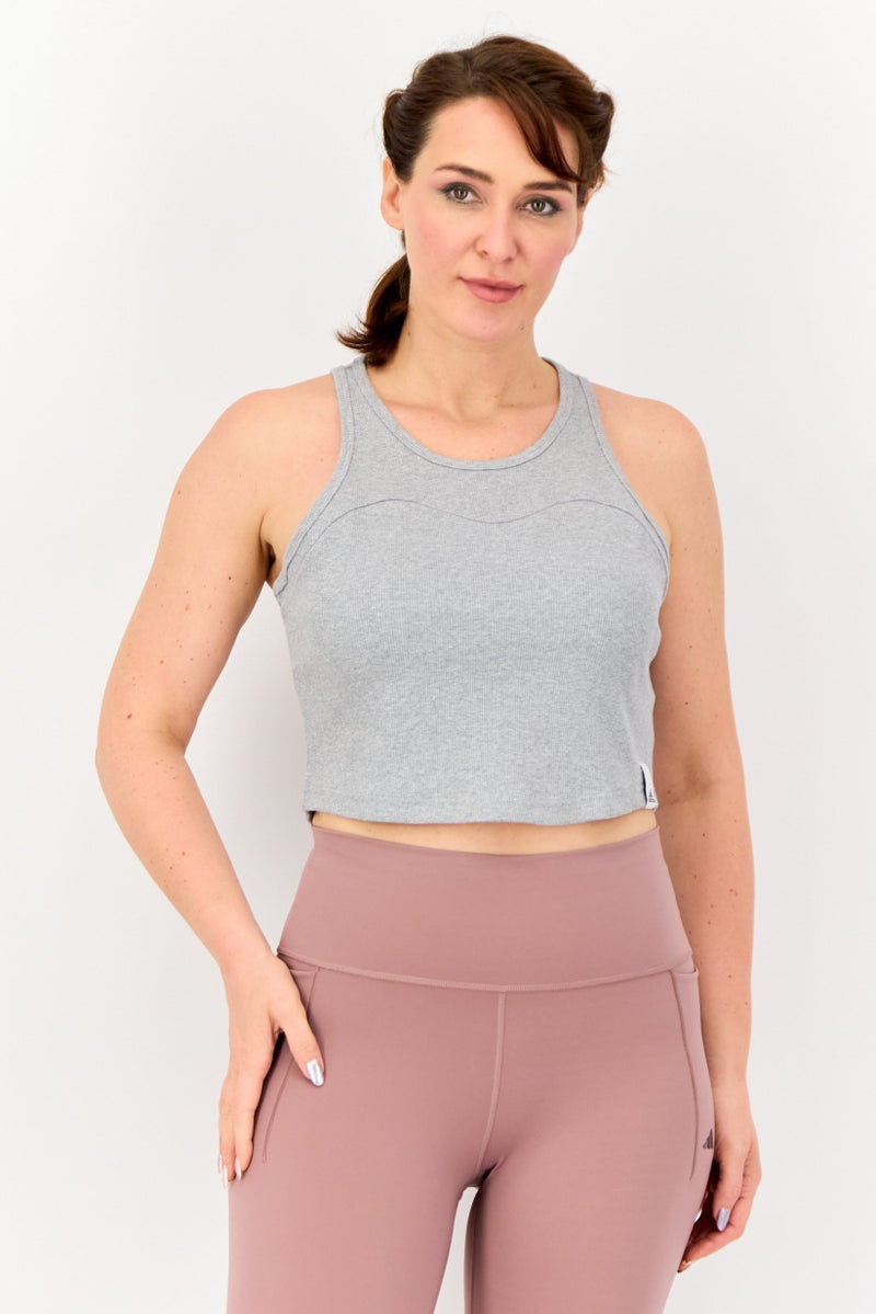 Adidas Women Sportswear Fit Sleeveless Training Tank Top, Grey - Image 1