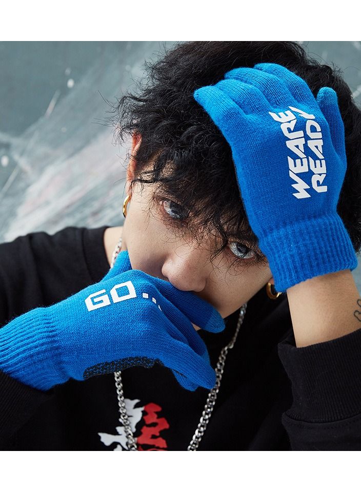 Golovejoy Men's Autumn And Winter Outdoor Plush Warm And Anti-skid Gloves 
