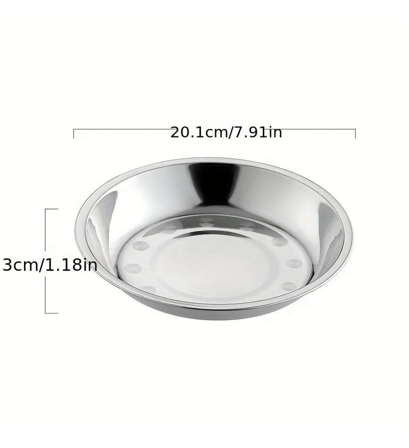 Stainless Steel Round Dinner Plate 7.09 Inch Rust Resistant Dishwasher Safe - Image 5