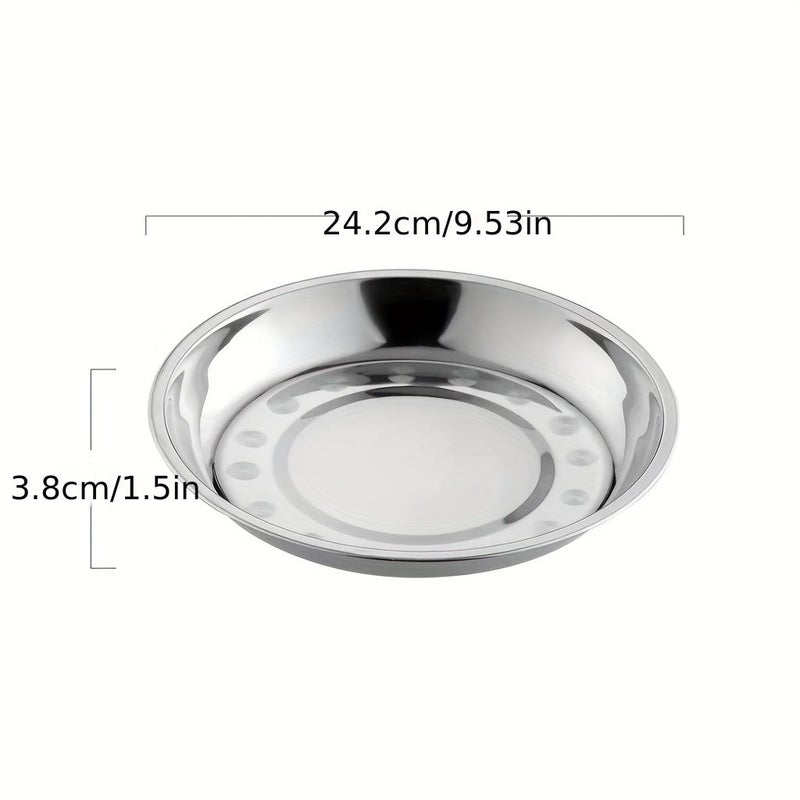 Stainless Steel Round Dinner Plate 7.09 Inch Rust Resistant Dishwasher Safe - Image 4