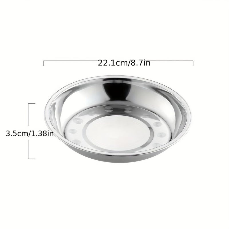 Stainless Steel Round Dinner Plate 7.09 Inch Rust Resistant Dishwasher Safe - Image 3