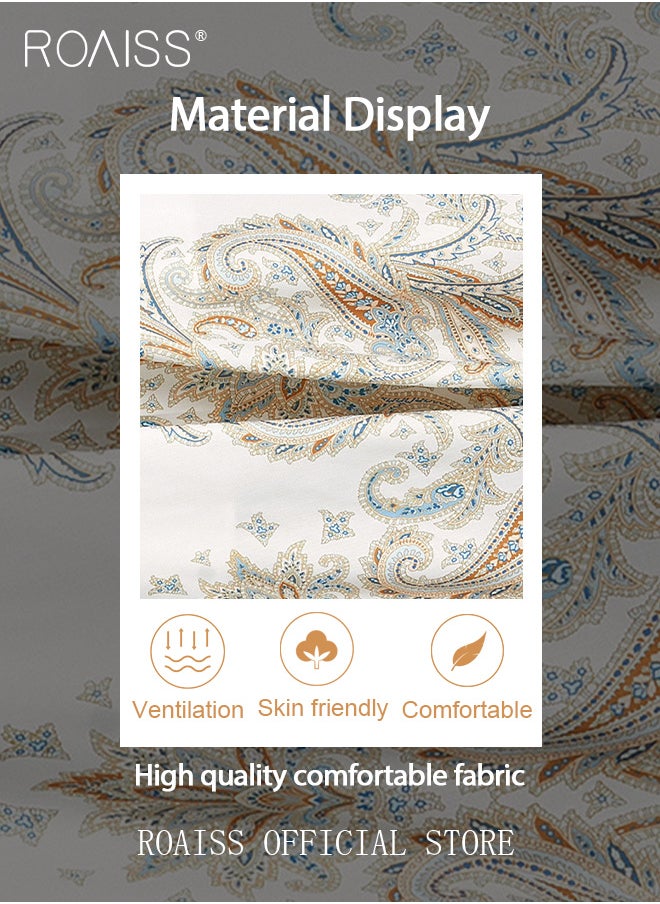roaiss - Ladies Dress Long Sleeve Ruffle Vintage V Neck Linen Advanced Fashion Print Dress for Ladies Ramadan Eid al-Adha - Image 1