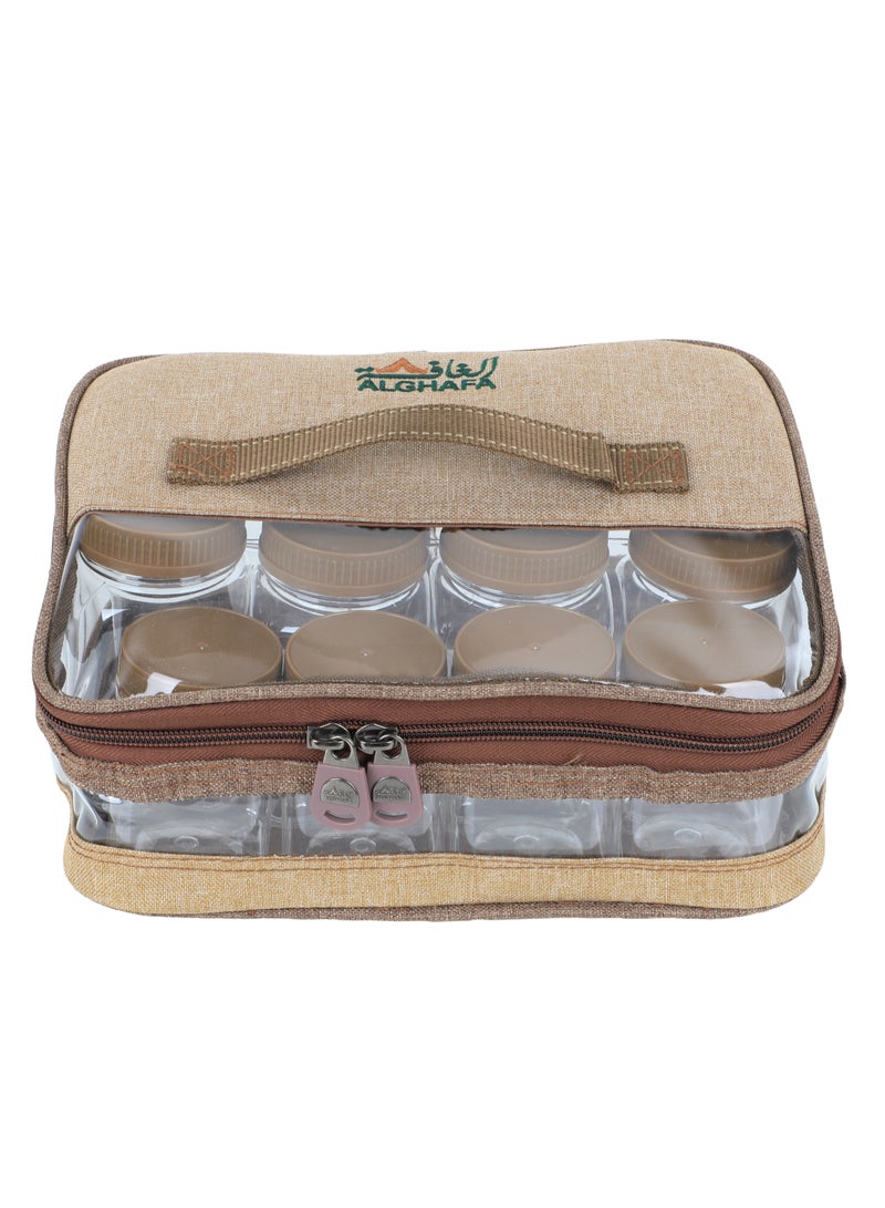 ALGHAFA Spice Box Bag, 11 pieces, 200ml, 350ml, 680ml, 680ml, Wooden Color, Al Ghafa  - Image 3