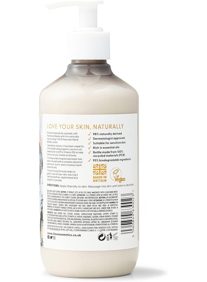 I Love Naturals Tonka Bean & Myrrh Hand & Body Lotion | 500ml | Hydrating, Vegan Formula | Sulfate-Free & Luxurious Moisturizer - Image 4