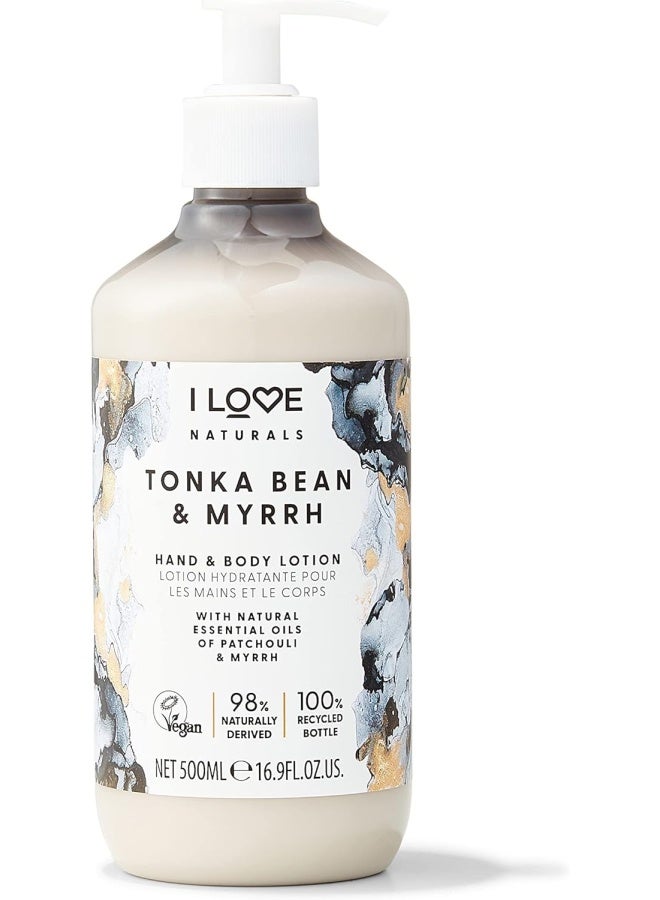 I Love Naturals Tonka Bean & Myrrh Hand & Body Lotion | 500ml | Hydrating, Vegan Formula | Sulfate-Free & Luxurious Moisturizer - Image 1