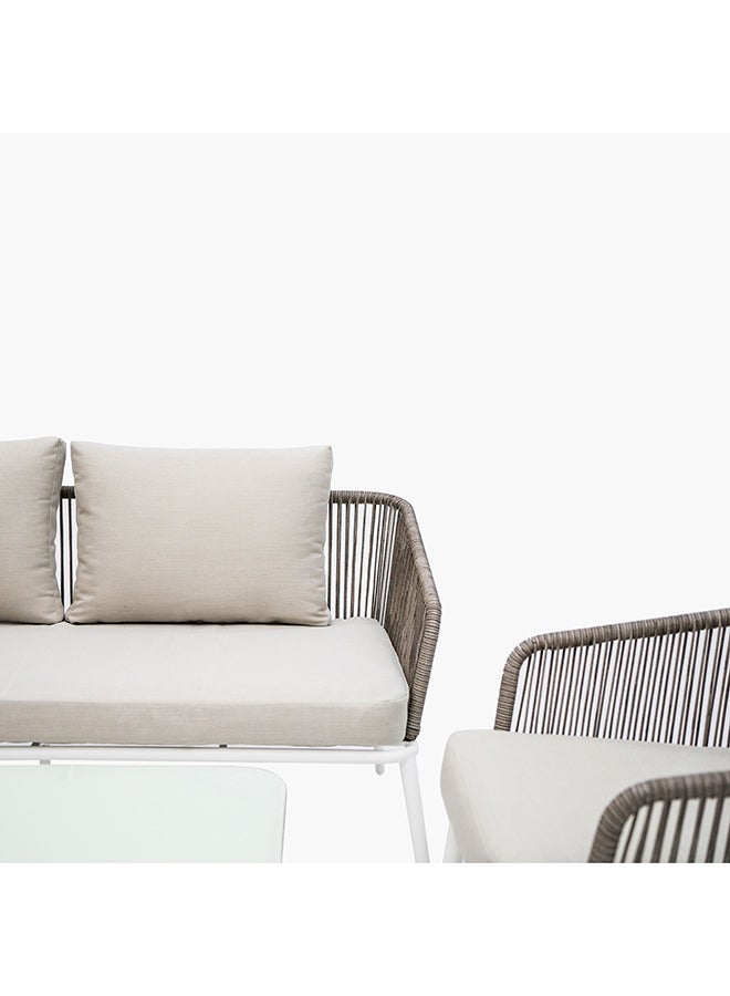 هوم بوكس طقم طاولة قهوة للجلسات الخارجية مع 4 مقاعد ووسائد من فريسكا - Image 4