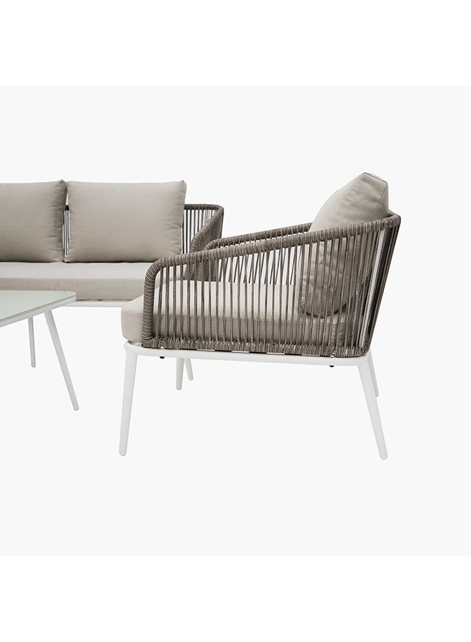 هوم بوكس طقم طاولة قهوة للجلسات الخارجية مع 4 مقاعد ووسائد من فريسكا - Image 5