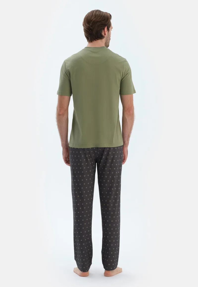 dagi  Regular/Classic Fit T-shirt & Trousers Pajama Sets Crew Neck Cotton Blend Sleepwear for Men | Best Price UAE