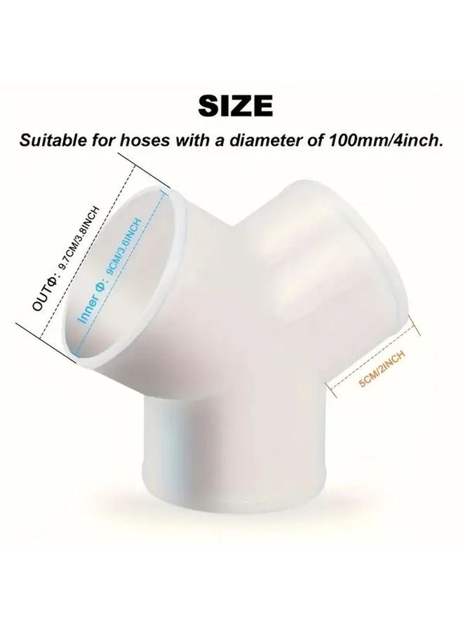 4 Inch 100mm Y Shaped Tee Connector ABS Pipe Splitter For Exhaust Fan Dryer Vent Hose - Image 1