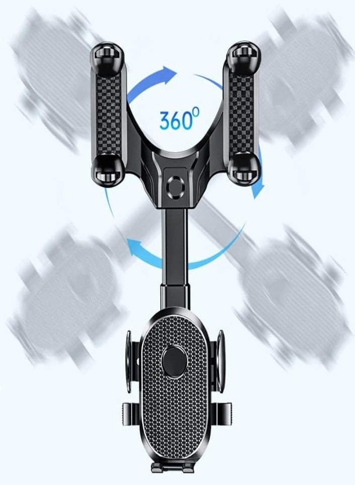 XVersion Car phone holder 360° Rotatable & Retractable Rearview Mirror Car Phone Holder | Universal Adjustable Mobile Mount for All Smartphones – Secure & Easy Installation - Image 2