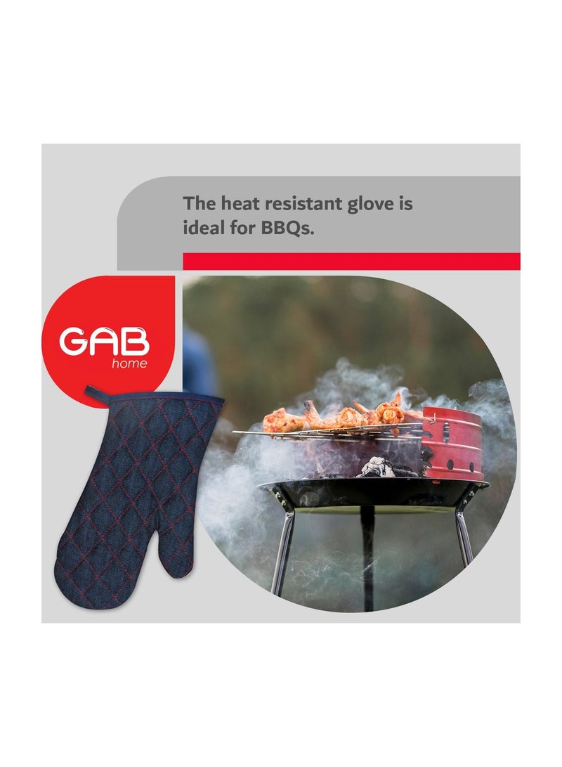 GAB Home 2-Piece Oven Mitt and Pot Holder Set, Black Denim Kitchen Baking Supplies  - Image 4
