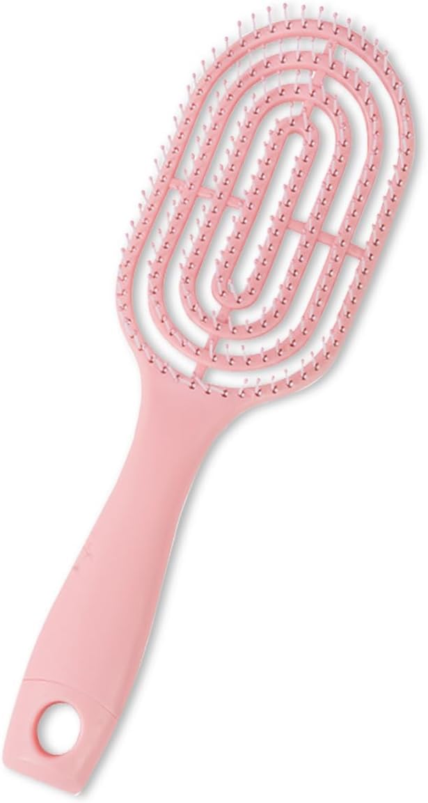 KEYOZA فرشاة شعر KEYOZA مع فتحات لتجفيف الشعر فرشاة لفك تشابك الشعر للرطبة والجافة مرونة لتدليك فروة الرأس للشعر المجعد والمستقيم والسميك أو الرقيق مضادة للتجاعيد سريعة التجفيف خفيفة الوزن وردية - Image 1