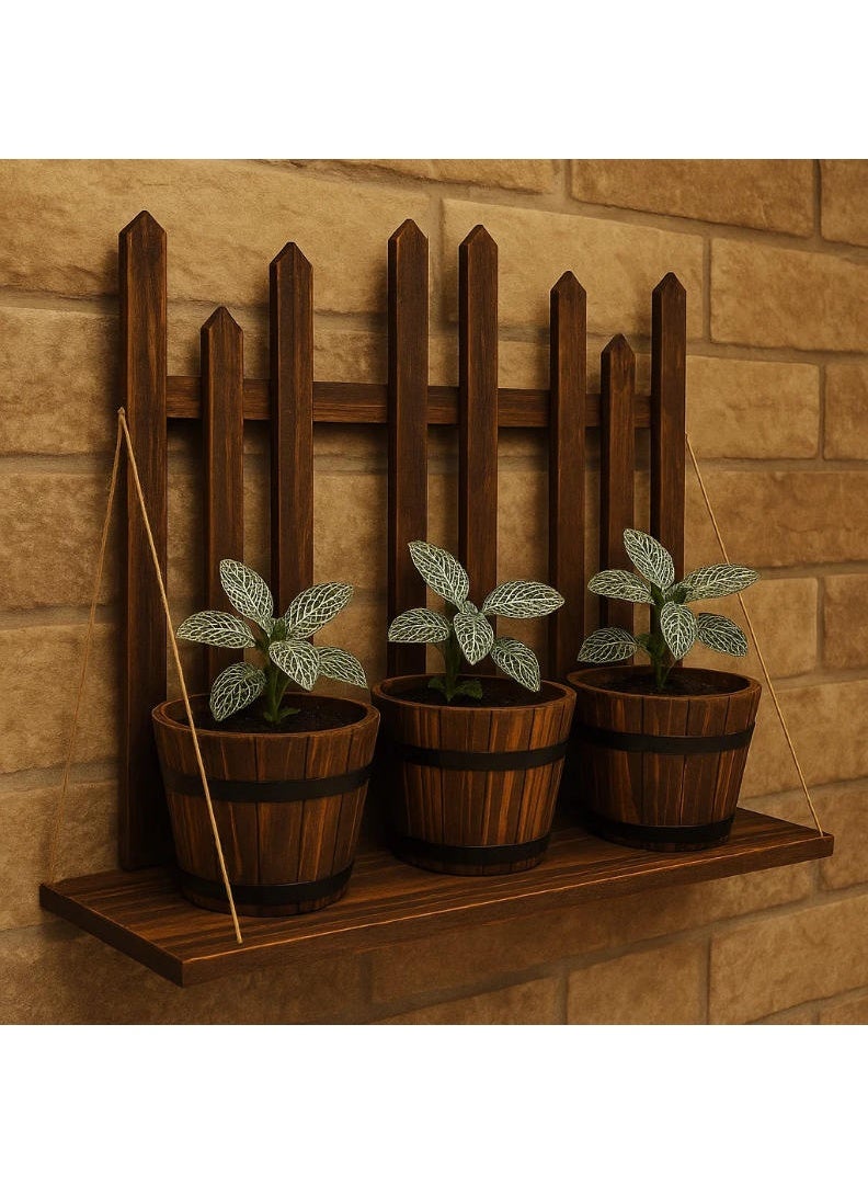 لينجوي في الهواء الطلق حديقة خشبية معلقة زارع الزهور وعاء النباتات الأواني الزهور زهرية الخشب زارع وعاء خشبي وسلة معلقة على الحائط - Image 1