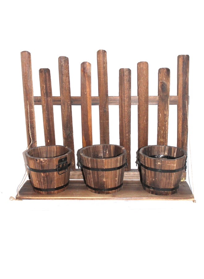 لينجوي في الهواء الطلق حديقة خشبية معلقة زارع الزهور وعاء النباتات الأواني الزهور زهرية الخشب زارع وعاء خشبي وسلة معلقة على الحائط - Image 4