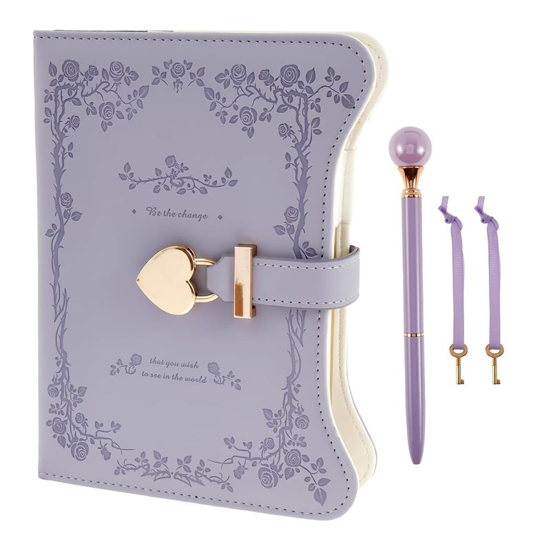 windforgecraft B6 Diary with Lock PU Leather Diary with Combination Lock Locked Journal Kids Notebook Locking Secret Diary Girls Diary with Lock Kit for yourself your children granddaughters girlfriends (Light Purple) - Image 1