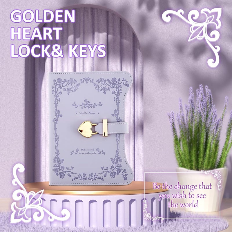 windforgecraft B6 Diary with Lock PU Leather Diary with Combination Lock Locked Journal Kids Notebook Locking Secret Diary Girls Diary with Lock Kit for yourself your children granddaughters girlfriends (Light Purple) - Image 4