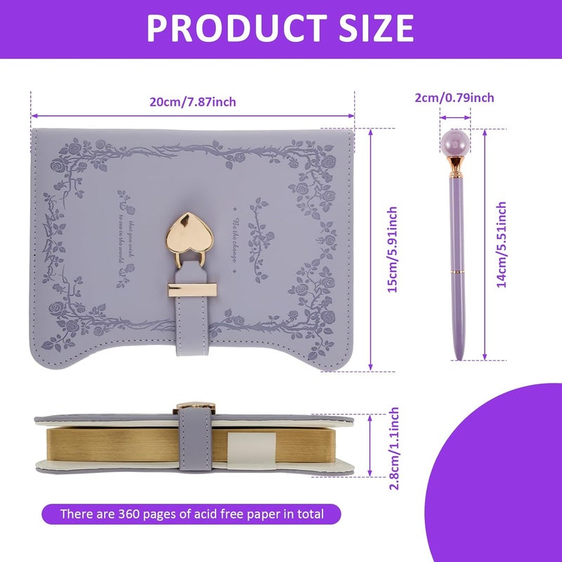 windforgecraft B6 Diary with Lock PU Leather Diary with Combination Lock Locked Journal Kids Notebook Locking Secret Diary Girls Diary with Lock Kit for yourself your children granddaughters girlfriends (Light Purple) - Image 3