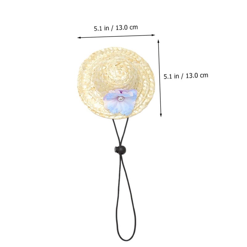 Violet Straw Hat And Garland Set For Dogs And Cats Lightweight Beach Party Accessories - Image 3