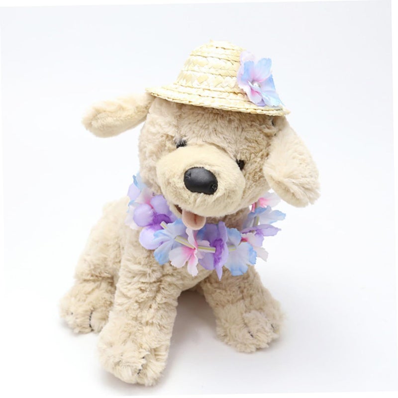 Violet Straw Hat And Garland Set For Dogs And Cats Lightweight Beach Party Accessories - Image 5