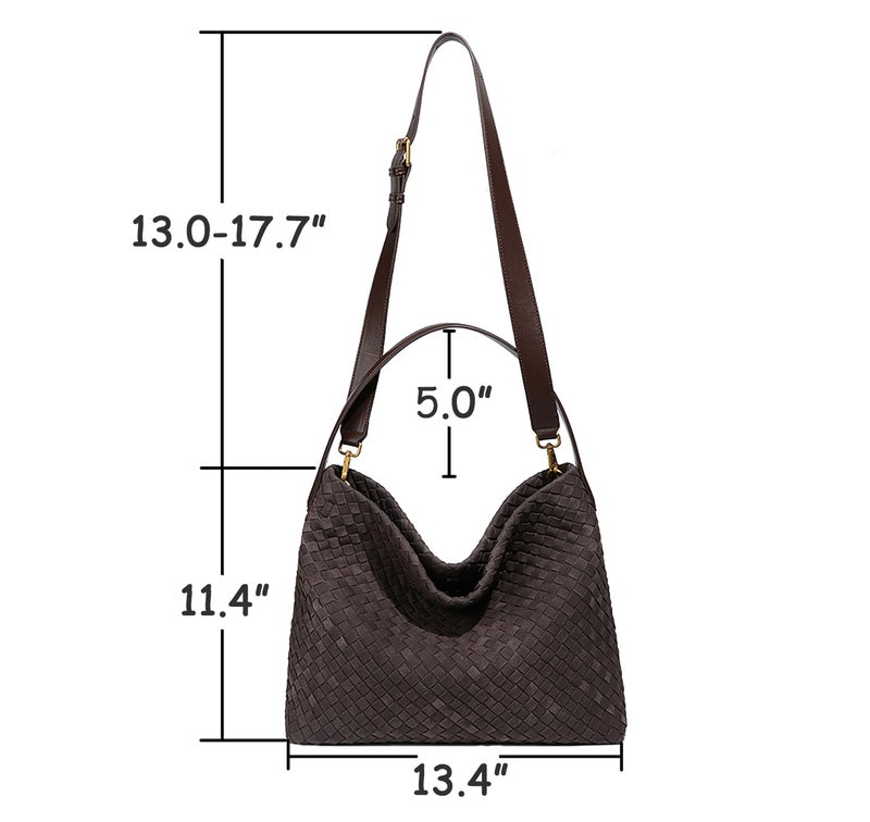 Molodo Woven Suede Shoulder Bag for Women Suede Hobo Bag Tote Elegant Handbag Satchel for Work Travel - Image 2