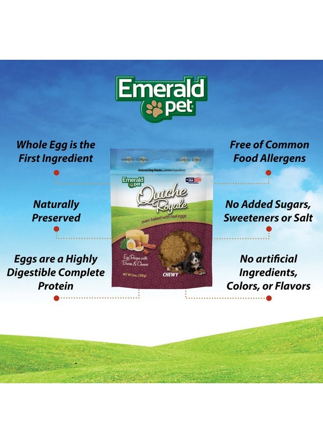 Emerald Pet - Emerald Pet Quiche Royale Premium Training Dog Treats - Healthy and Tasty Natural Dog Chews Made with Real Eggs - Limited Ingredient Dog Treats Made in The USA - Bacon & Cheese Treats, 6 oz - Image 1