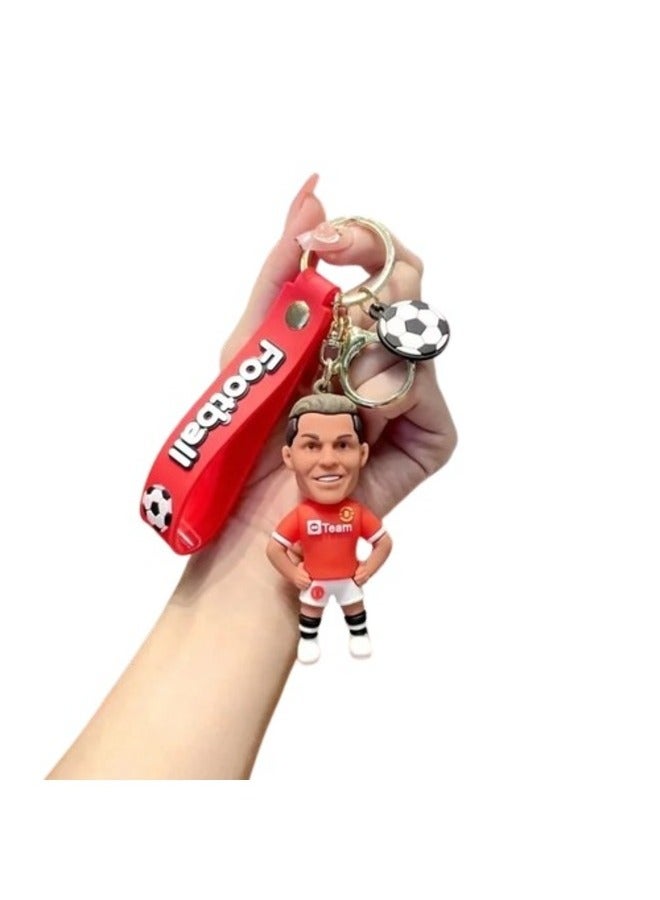 Generic 3D Football Keychain with Loop and Hook Versatile Bag Charm, Car Keyring, and Bike Keychain Ideal Gift for Football Fans, Featuring Football Uniform Pendant and Football Charm  - Image 2