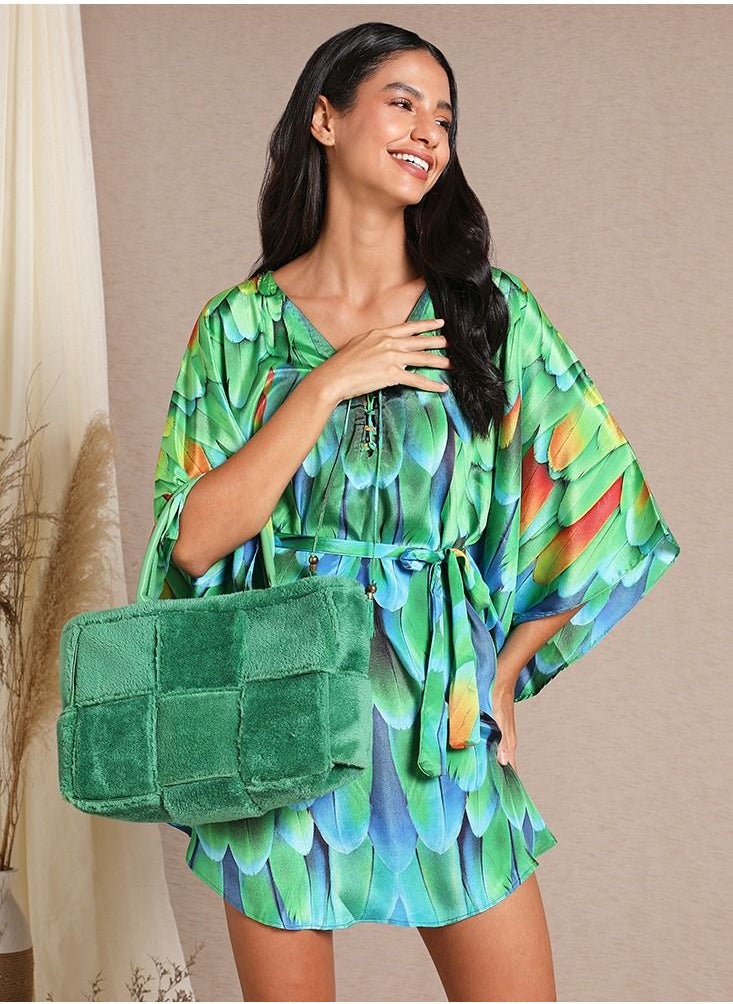Couturelabs - Dark Green Squared Fur Bag - Image 1