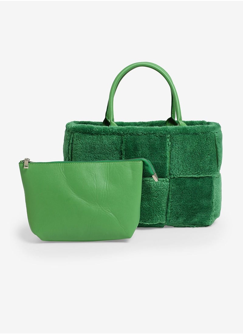 Couturelabs - Dark Green Squared Fur Bag - Image 1