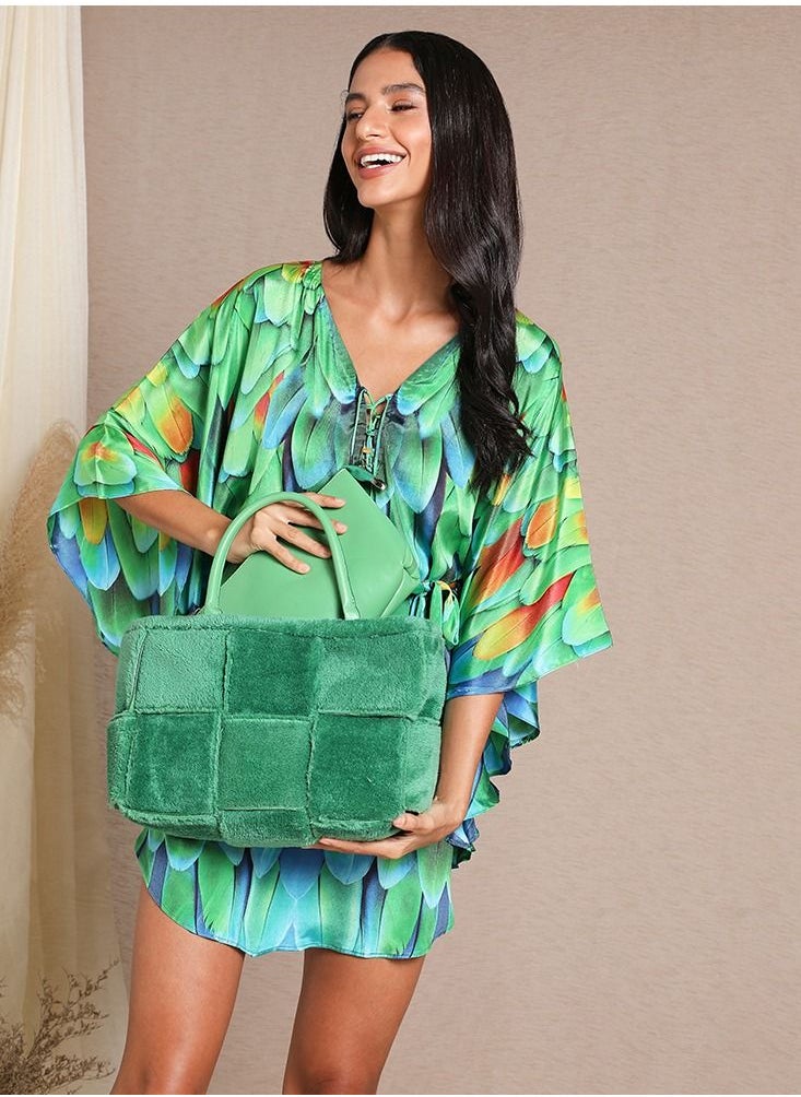 Couturelabs - Dark Green Squared Fur Bag - Image 1
