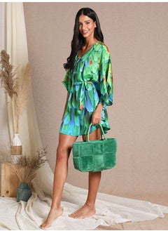 Dark Green Squared Fur Bag