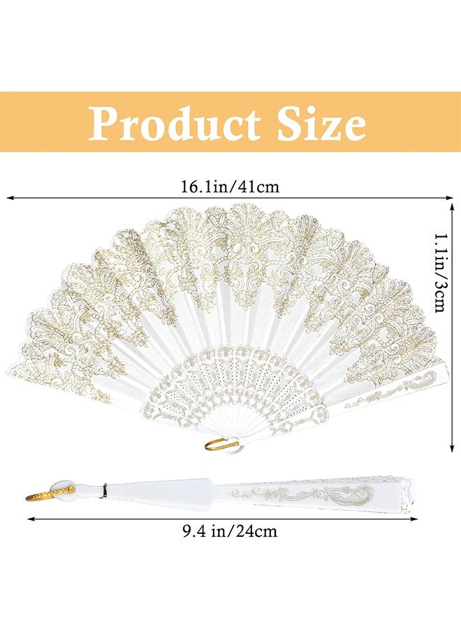 Quantum 2 PCSC Lace Handheld Folding Fan, Whiter Embroidered Folding Hand Fans, Ladies Lace Folding Hand Fan for Party Cosplay Costume - Image 2