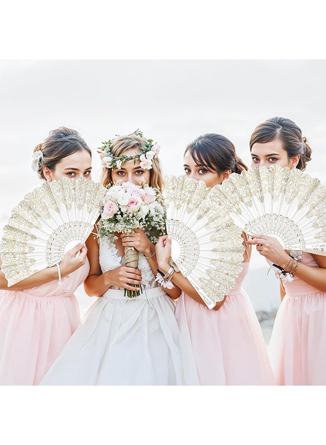 Quantum 2 PCSC Lace Handheld Folding Fan, Whiter Embroidered Folding Hand Fans, Ladies Lace Folding Hand Fan for Party Cosplay Costume - Image 4